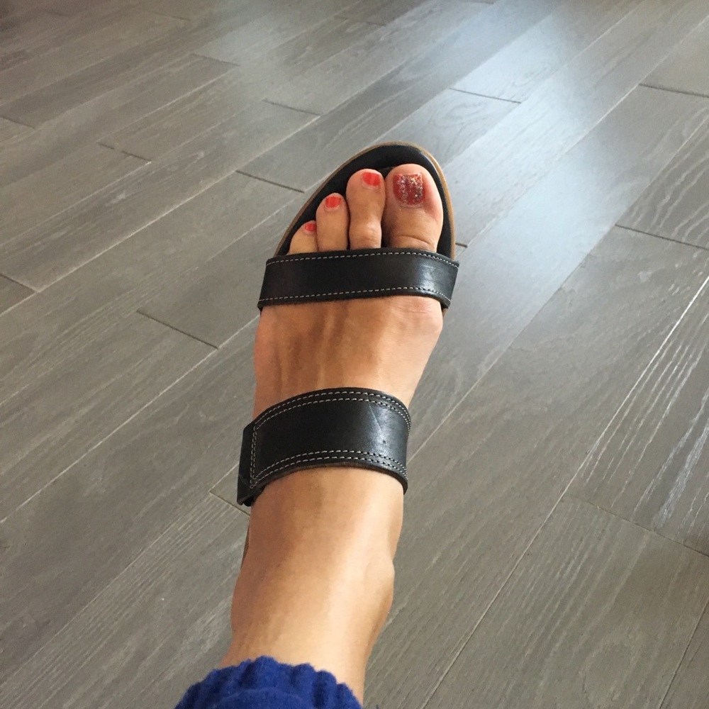 Black wedge sandals